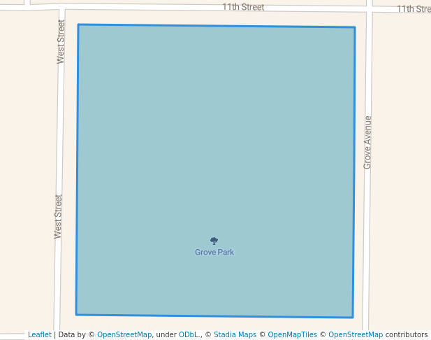 walking in Grove Park map in Corning