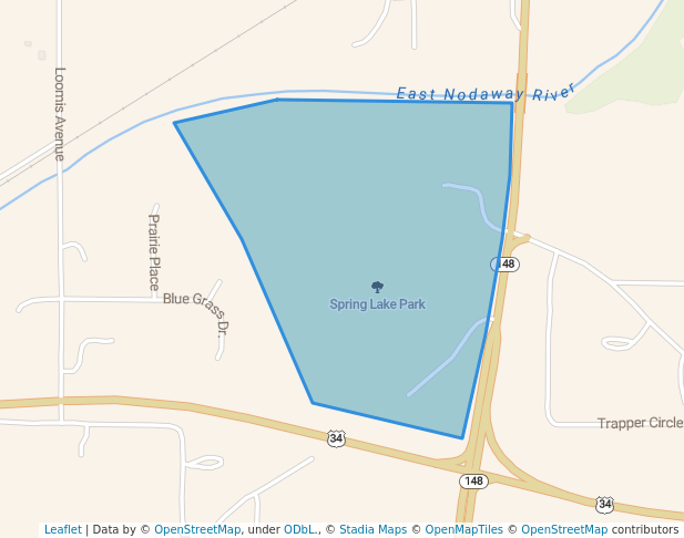 walking in Spring Lake Park map in Corning