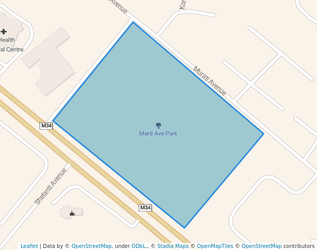 walking in Marti Ave Park map in Centurion