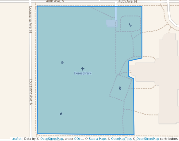 walking in Forest Park map in Crystal