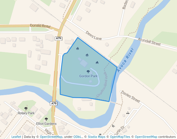 walking in Gordon Park map in Charlton