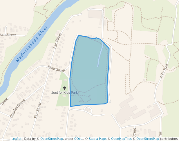 walking in Community Park map in Houlton