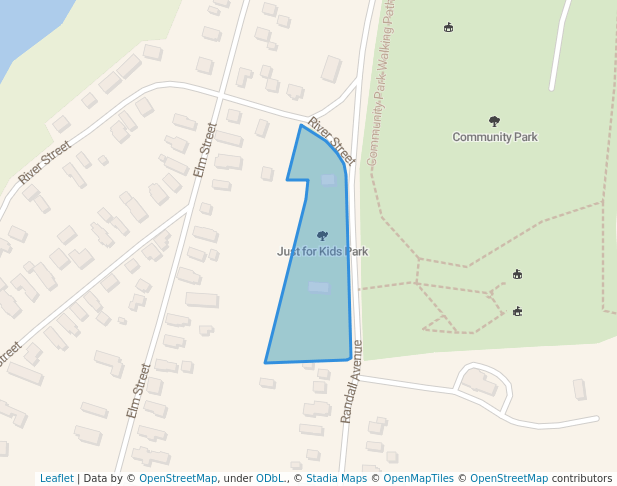 walking in Just for Kids Park map in Houlton