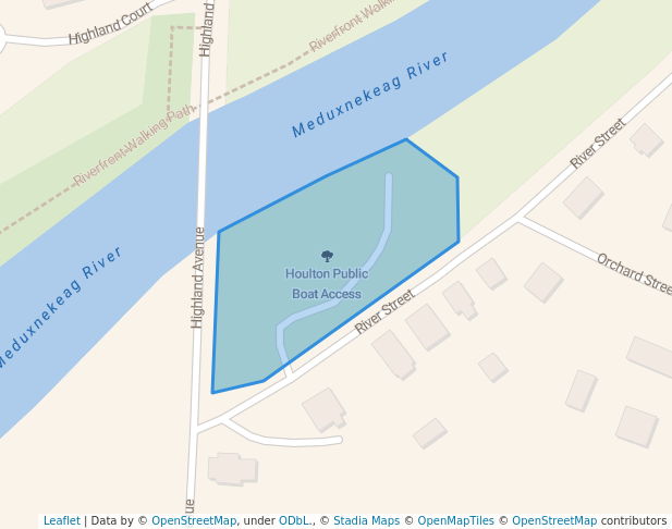 walking in Houlton Public Boat Access map in Houlton