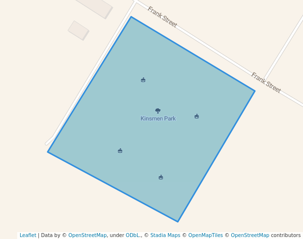 walking in Kinsmen Park map in Mitchell