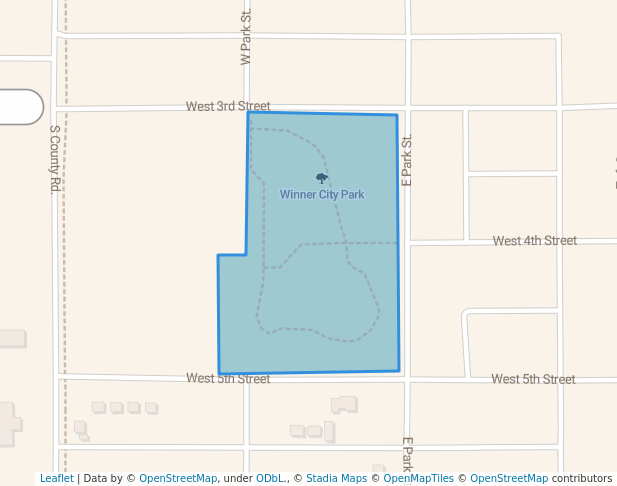 walking in Winner City Park map in Winner