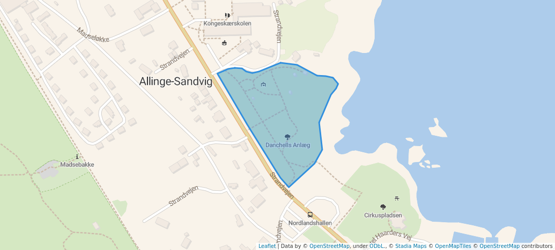 walking in Danchells Anlæg map in Allinge