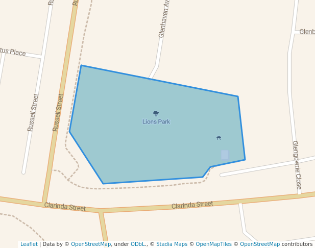 walking in Lions Park map in Parkes