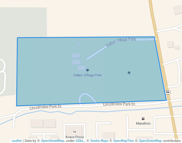 walking in Dalton Village Park map in Dalton