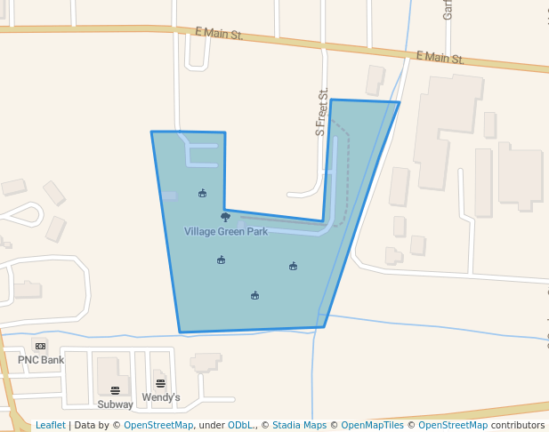 walking in Village Green Park map in Dalton