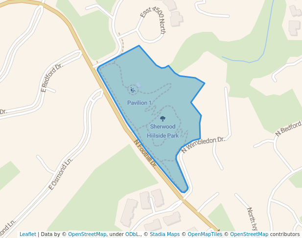 walking in Sherwood Hiilside Park map in Provo