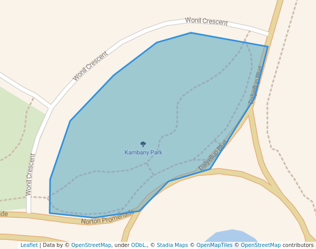 walking in Kambany Park map in Dalyellup