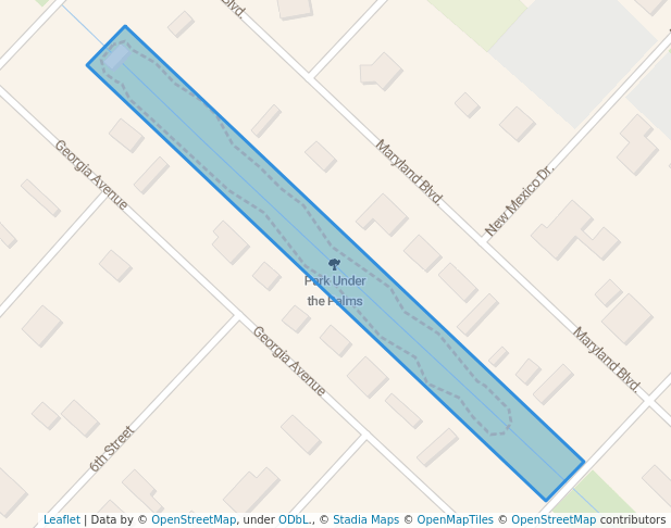 walking in Park Under the Palms map in Mexico Beach