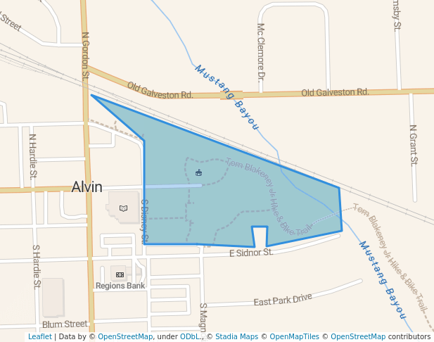 walking in National Oak Park map in Alvin