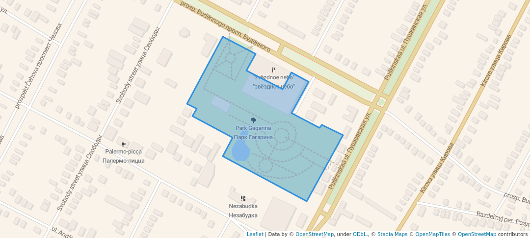 walking in Парк Гагарина map in Budyonnovsk