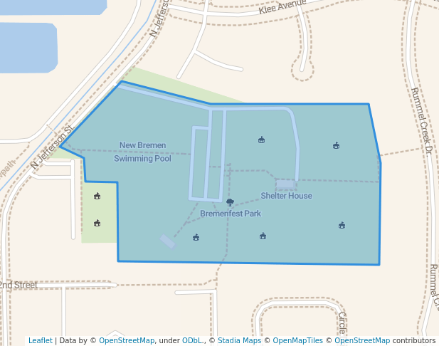 walking in Bremenfest Park map in New Bremen