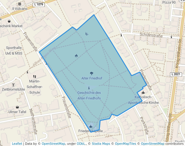 walking in Alter Friedhof map in Ulm