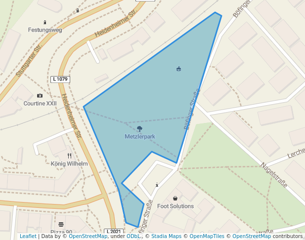 walking in Metzlerpark map in Ulm