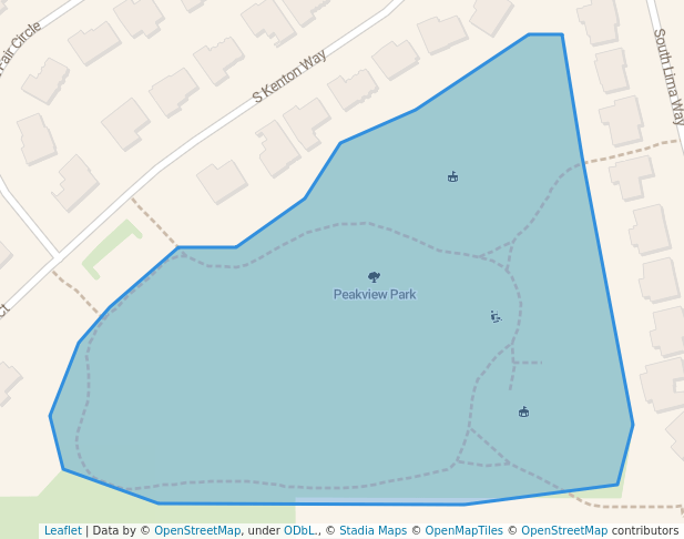 walking in Peakview Park map in Englewood