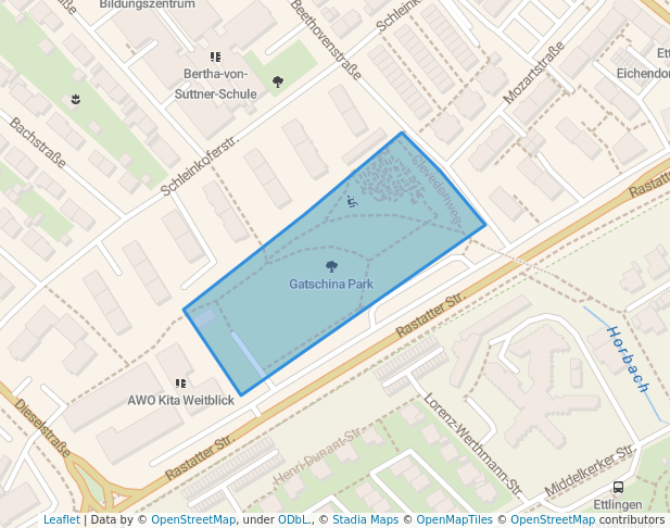 walking in Gatschina Park map in Ettlingen