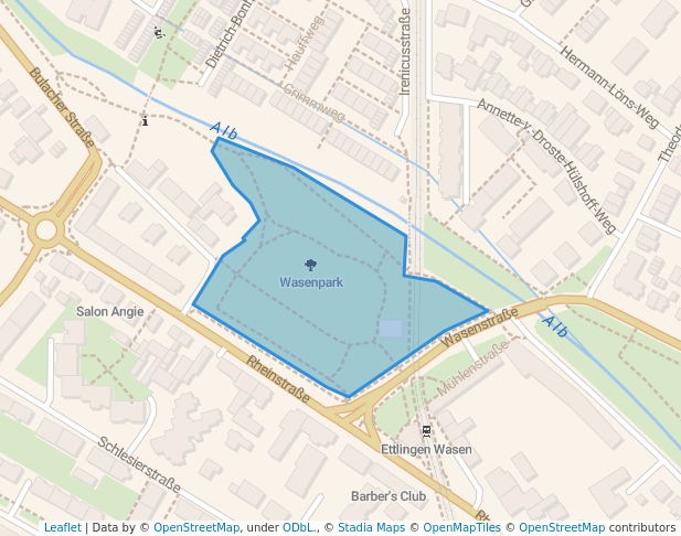 walking in Wasenpark map in Ettlingen