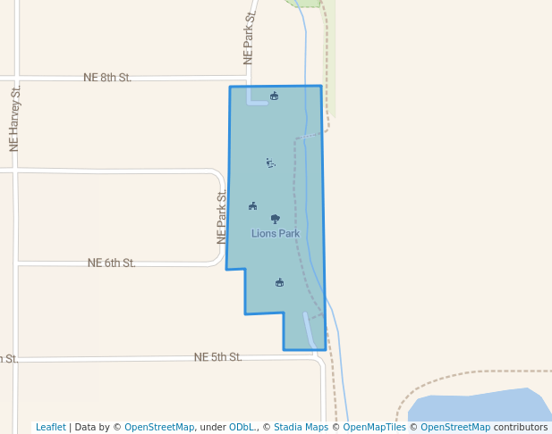 walking in Lions Park map in Grimes