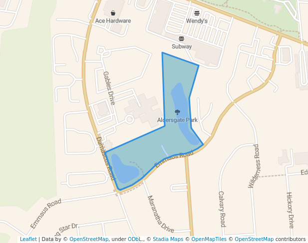 walking in Aldersgate Park map in Marysville