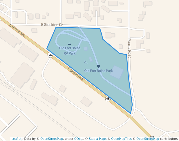 walking in Old Fort Boise Park map in Parma