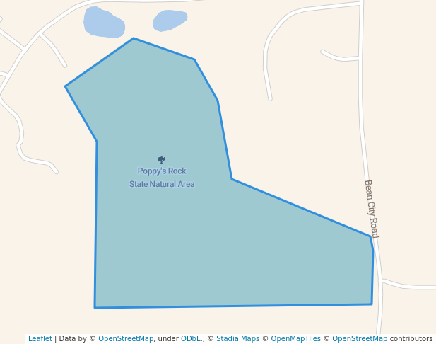 walking in Poppy's Rock State Natural Area map in New London