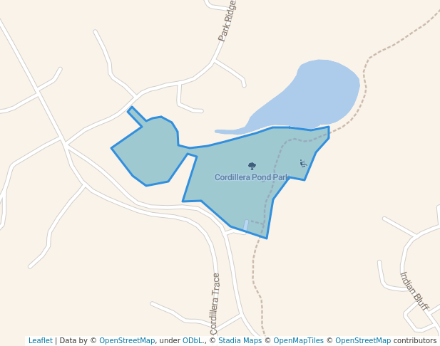 walking in Cordillera Pond Park map in Boerne