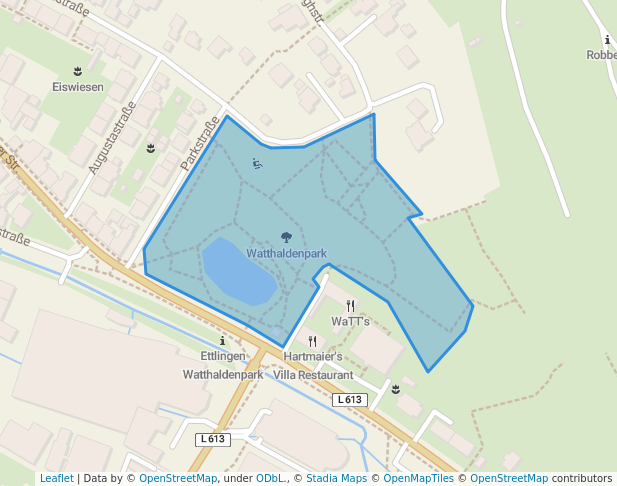 walking in Watthaldenpark map in Ettlingen