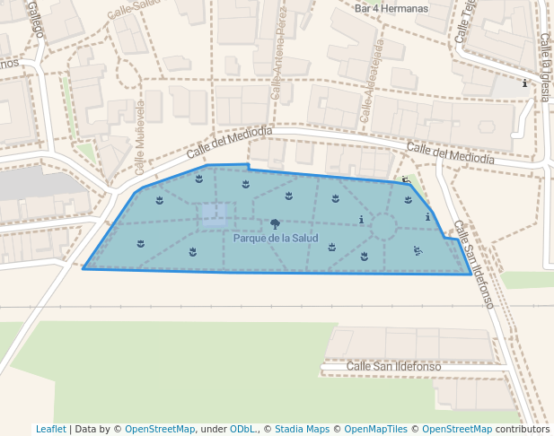 walking in Parque de la Salud map in Salamanca