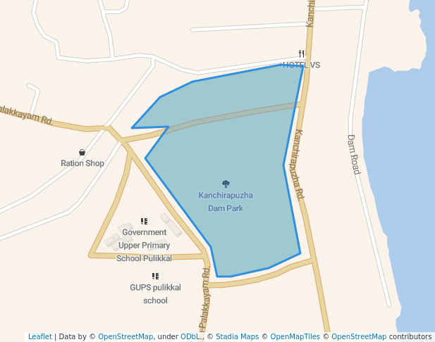 walking in Kanchirapuzha Dam Park map in Kanjirapuzha