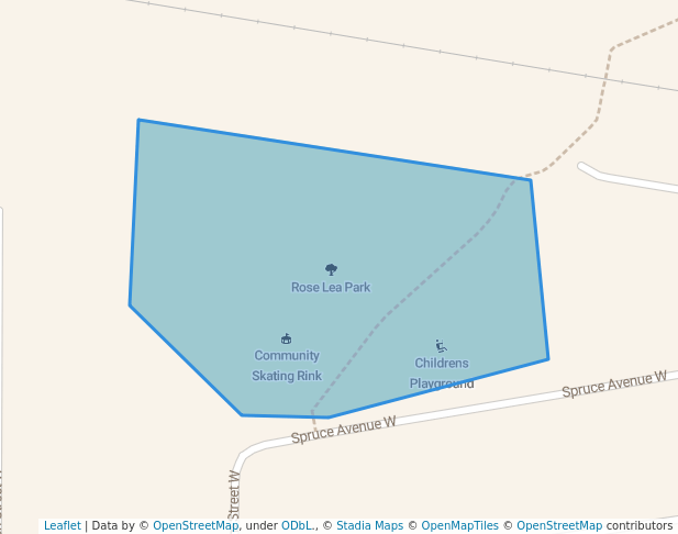 walking in Rose Lea Park map in Brooks