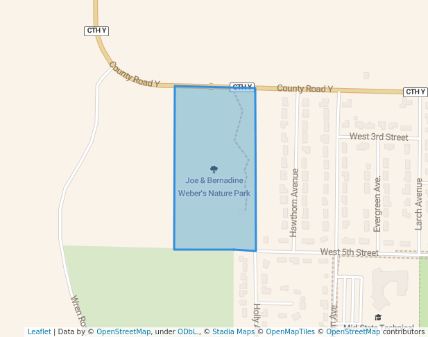 walking in Joe & Bernadine Weber's Nature Park map in Marshfield