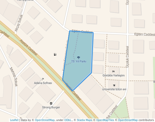 walking in 75. Yıl Parkı map in Görükle