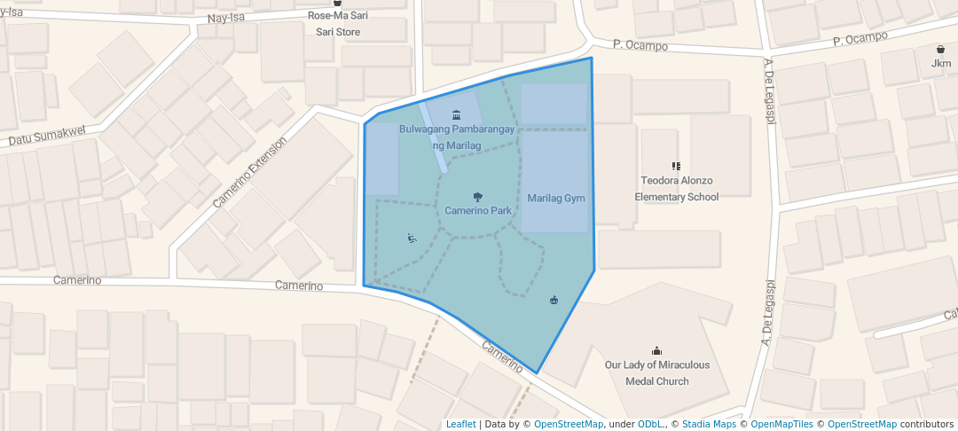 walking in Camerino Park map in Lungsod Quezon