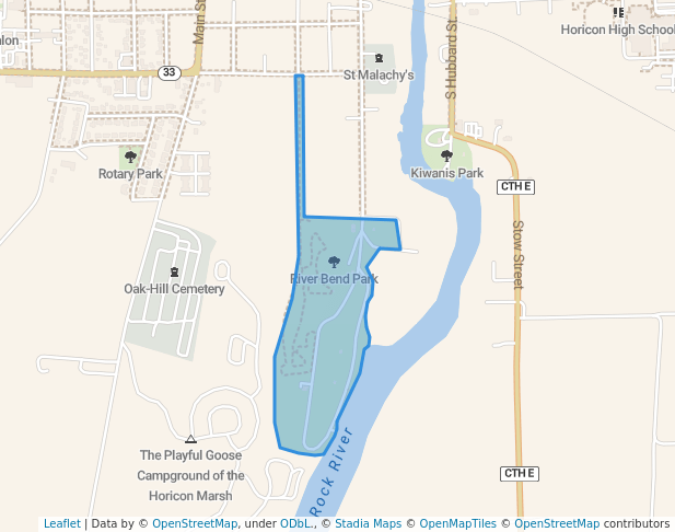 walking in River Bend Park map in Horicon