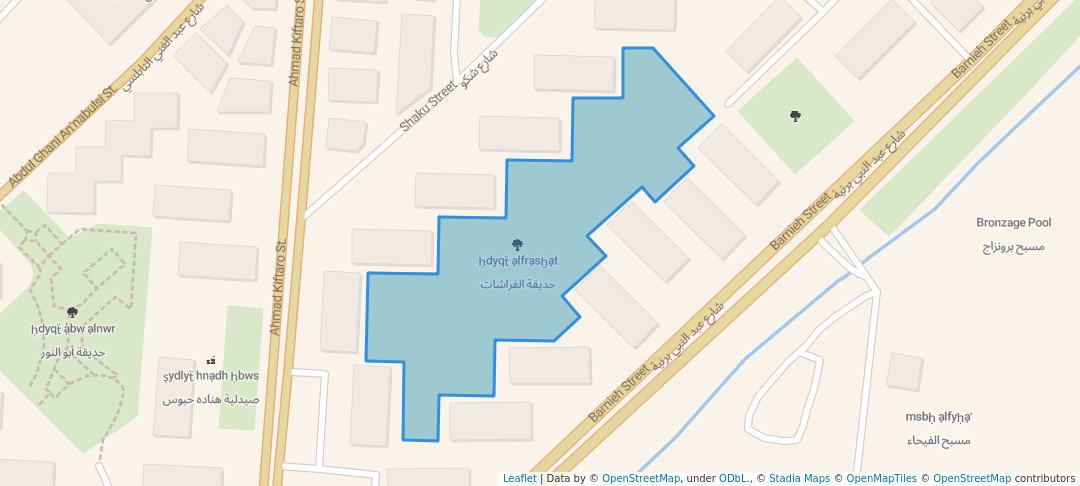 walking in حديقة الفراشات map in Damascus