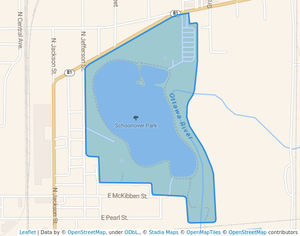 walking in Schoonover Park map in Lima