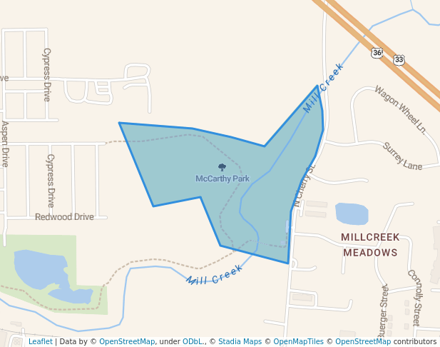 walking in McCarthy Park map in Marysville