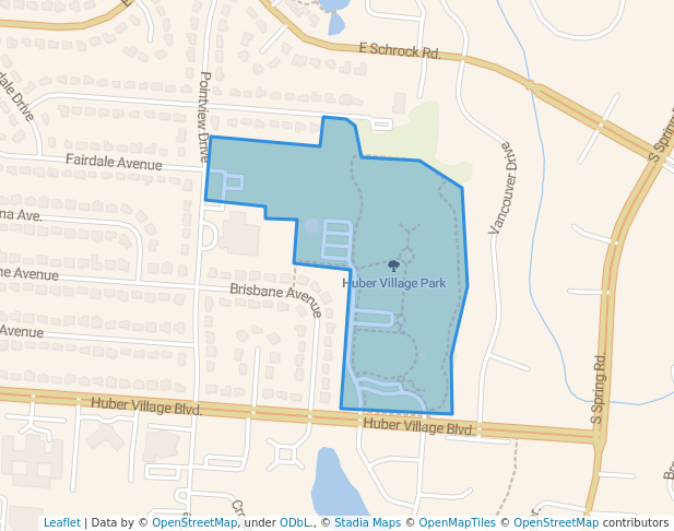 walking in Huber Village Park map in Westerville