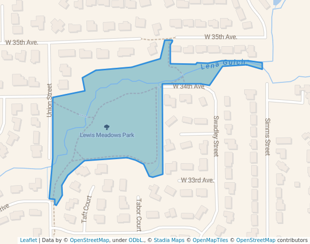 walking in Lewis Meadows Park map in Wheat Ridge