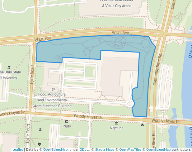walking in Chadwick Arboretum Lane Ave. Gardens map in Columbus