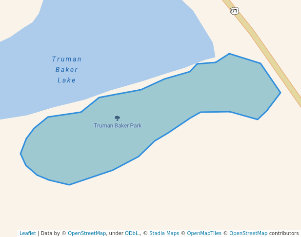 walking in Truman Baker Park map in Waldron