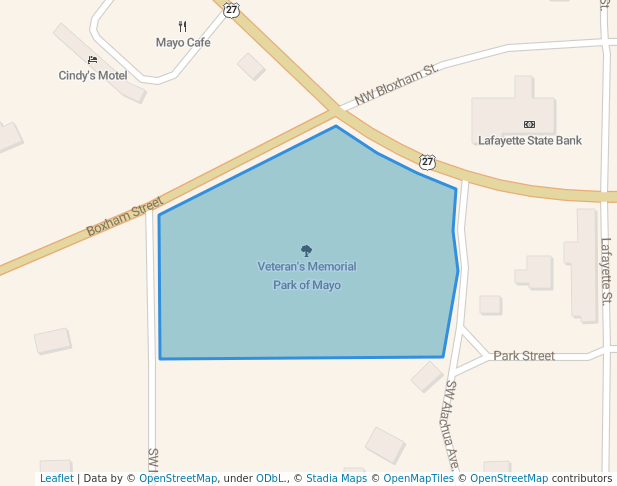 walking in Veteran's Memorial Park of Mayo map in Mayo