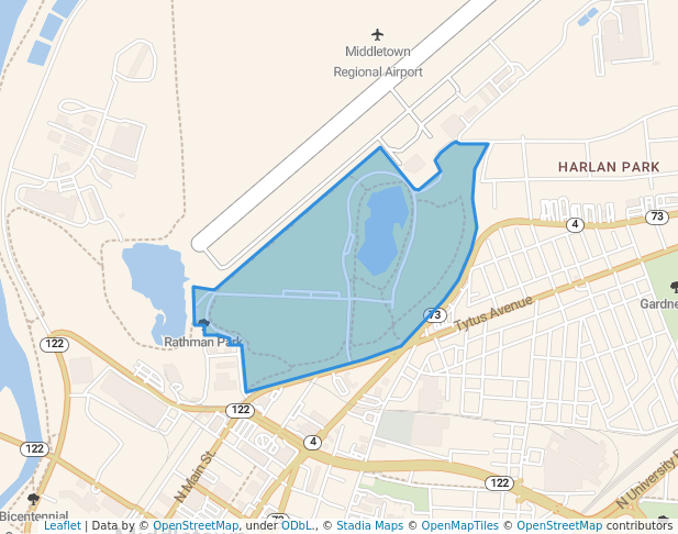 walking in Rathman & Smith Parks map in Middletown