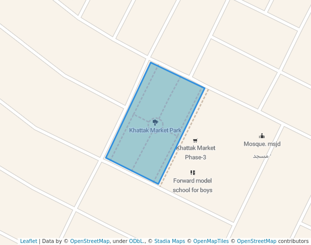 walking in Khattak Market Park map in Peshawar