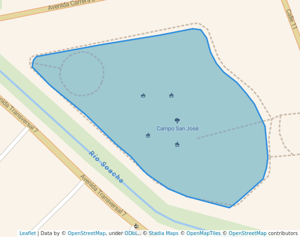 walking in Campo San José map in Soacha