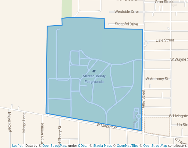 walking in Mercer County Fairgrounds map in Celina